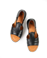 Ladies heel black sandals 10575