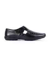 Men's leather Fisherman black Sandals 10801