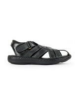 men's leather black sandals 117437