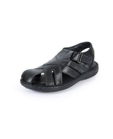 men's leather black sandals 117437