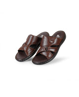 Men's Leather Comfort brown chappals 117443