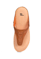Ladies heel leather comfort chappals tan 17276
