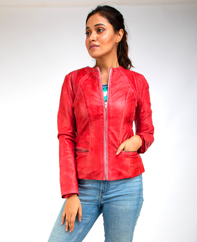 Leather jacket for sales women price