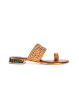 Ladies Flat fancy partywear brown chappal 401021