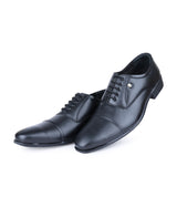 Men's leather pointed oxford black shoes 02092