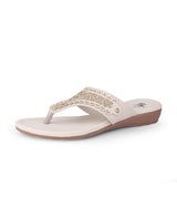 Ladies flat beige chappals 02102