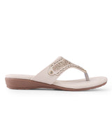 Ladies flat beige chappals 02102