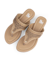 ladies flat beige chappals 02103