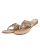 ladies flat beige chappals 02103