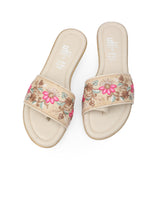 Ladies flat beige chappals 02258