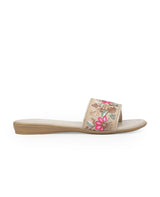 Ladies flat beige chappals 02258