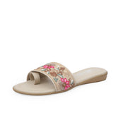 Ladies flat beige chappals 02258