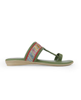 ladies fancy flat green chappals 02262