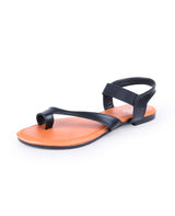 ladies flat black sandals  03315