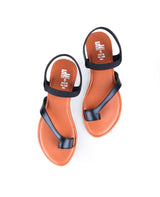 ladies flat black sandals  03315