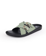 LADIES FLAT GREEN CHAPPALS 05130