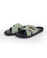 LADIES FLAT GREEN CHAPPALS 05130