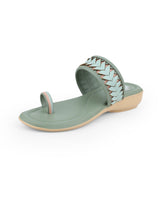 Ladies heel green slipon chappals 05366