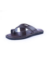 men's leather black chappals 06234