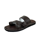 men's leather black chappals 06235