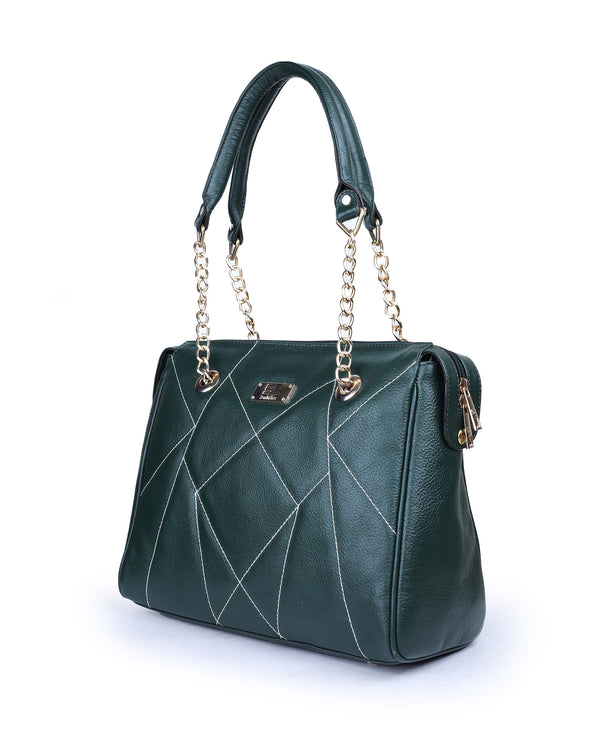 06402 Ladies Leather Hand Bag (GREEN)