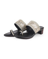 ladies heel black party wear chappals 06914
