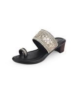 ladies heel black party wear chappals 06914