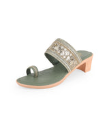 ladies heel Pista green party wear chappals 06915