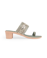 ladies heel Pista green party wear chappals 06915