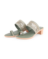 ladies heel Pista green party wear chappals 06915
