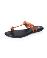 Ladies flat chappals brown 09633