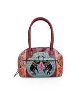 Ladies Shantiniketan handcrafted leather small hand bag 100935