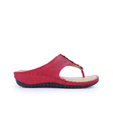 ladies heel comfort red chappals 102558