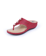 ladies heel comfort red chappals 102558