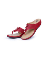 ladies heel comfort red chappals 102558