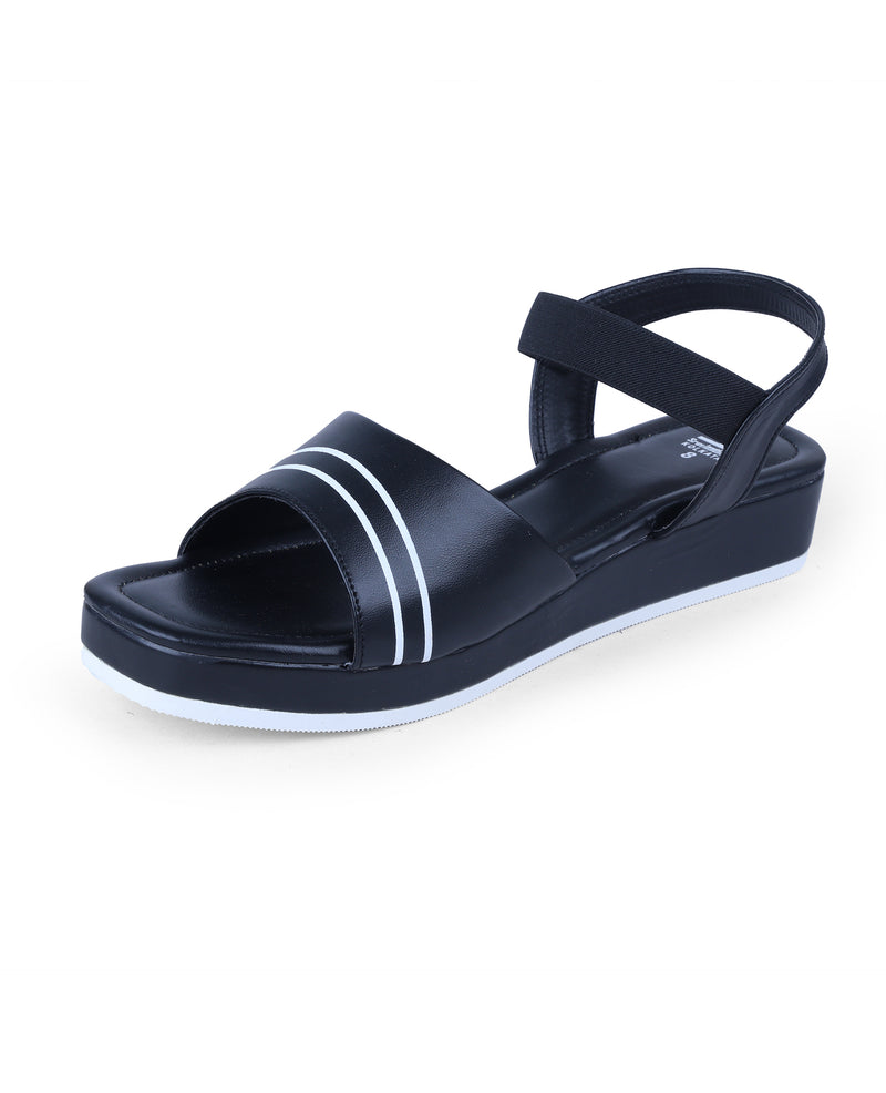 Alberto Torresi Synthetic Black Heel Striped Sandals for women