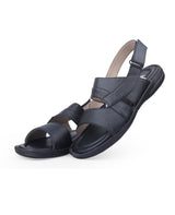 men's leather black sandals 105019