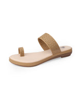 Ladies flat tan chappal 105849
