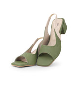 Ladies heel green sandals 105857