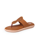 Ladies flat tan chappal 107240