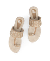 Ladies flat beige chappals 107468