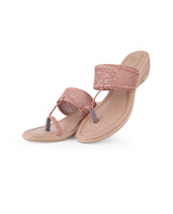 ladies heel peach chappals 107583