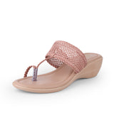ladies heel peach chappals 107583