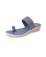 ladies fancy heel blue chappals 109524