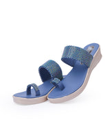 ladies fancy heel blue chappals 109524
