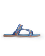 ladies flat fancy blue kolka printed chappals 109639