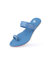 Ladies flat blue chappals 11453
