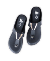 Ladies Flat black chappals 16272