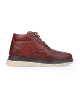 Men's leather brown high ankle shoe 165557