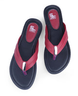 ladies flat cherry color chappals 17021